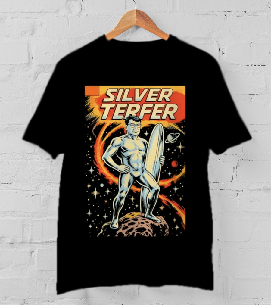 Silver Terfer Cosmic Voyager Retro Comic T-Shirt