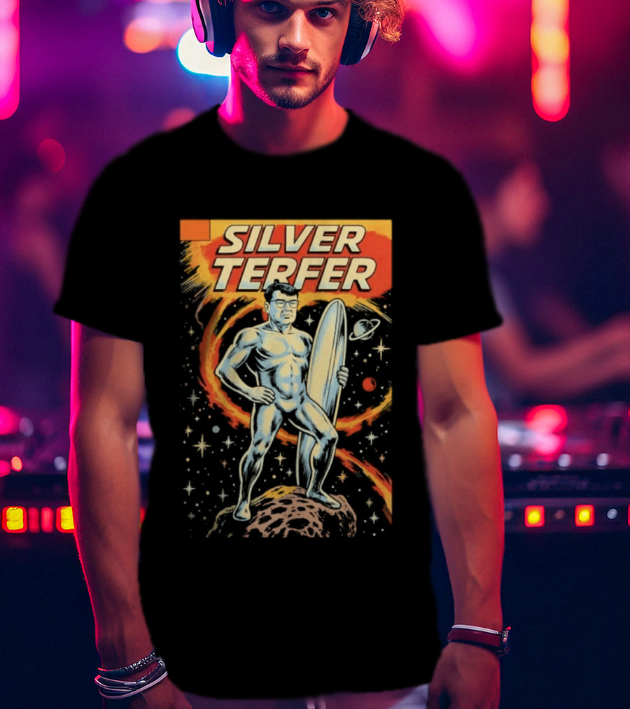 Silver Terfer Cosmic Voyager Retro Comic T-Shirt