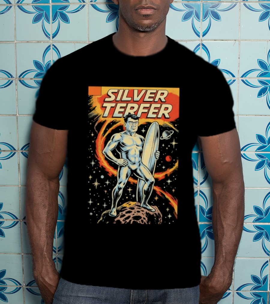Silver Terfer Cosmic Voyager Retro Comic T-Shirt
