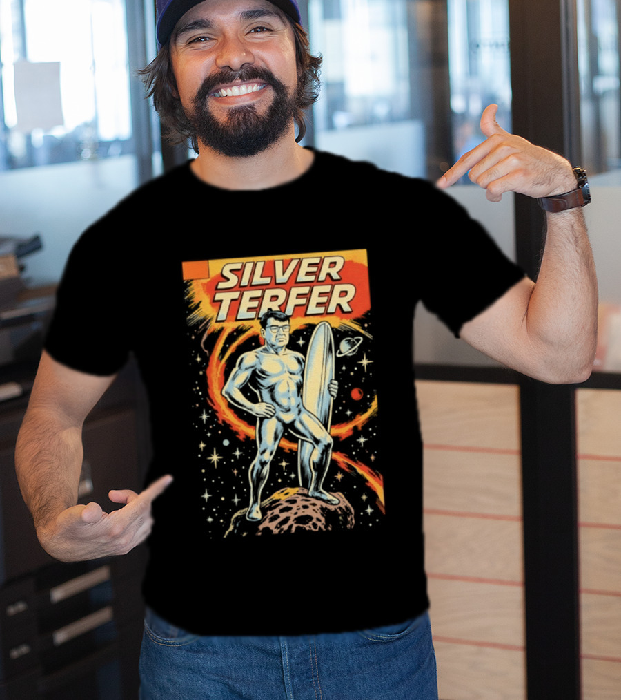 Silver Terfer Cosmic Voyager Retro Comic T-Shirt