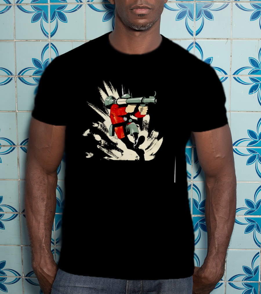 Team Fortress 2 Soldier Rocket Launcher Action Pose Explosive Blast T-Shirt