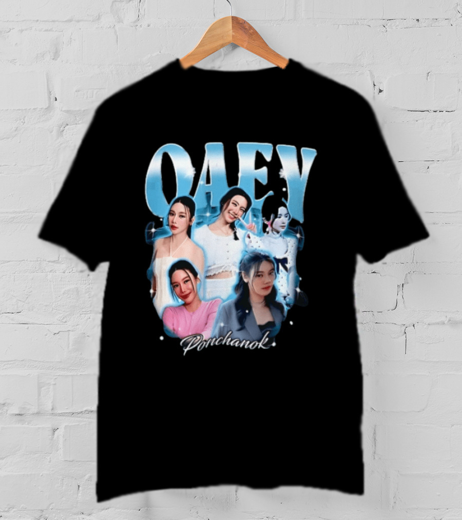 Oaey Ponchanok Woman Collage Blue Aura Sparkles Bootleg T-Shirt