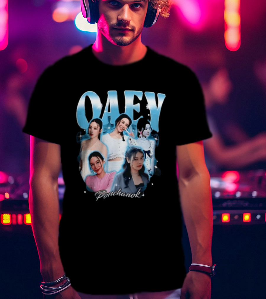 Oaey Ponchanok Woman Collage Blue Aura Sparkles Bootleg T-Shirt