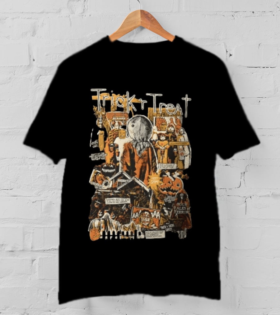 Trick R Treat Sam Halloween Four Tales Of Terror Horror Comic Collage T-Shirt