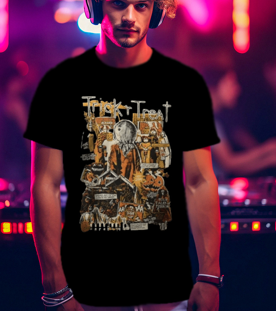 Trick R Treat Sam Halloween Four Tales Of Terror Horror Comic Collage T-Shirt