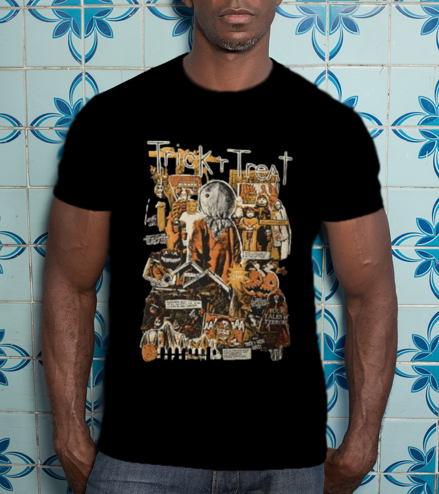 Trick R Treat Sam Halloween Four Tales Of Terror Horror Comic Collage T-Shirt