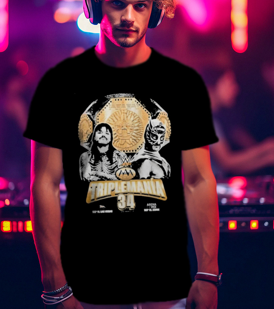 Triplemania 34 Lucha Libre Worldwide Event 2023 Featuring Skeleton And Luchador Mask T-Shirt
