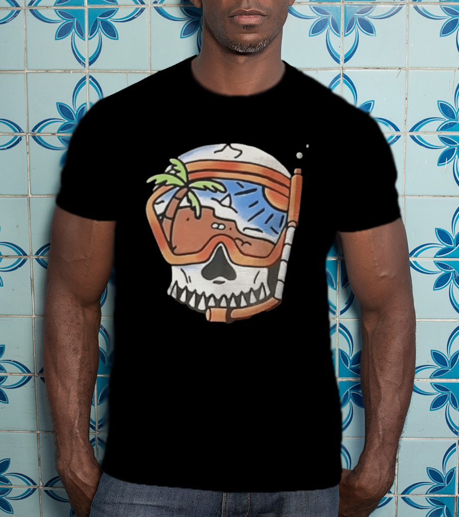 Tropical Island Snorkel Skull Beach Ocean Vacation Summer Fun T-Shirt
