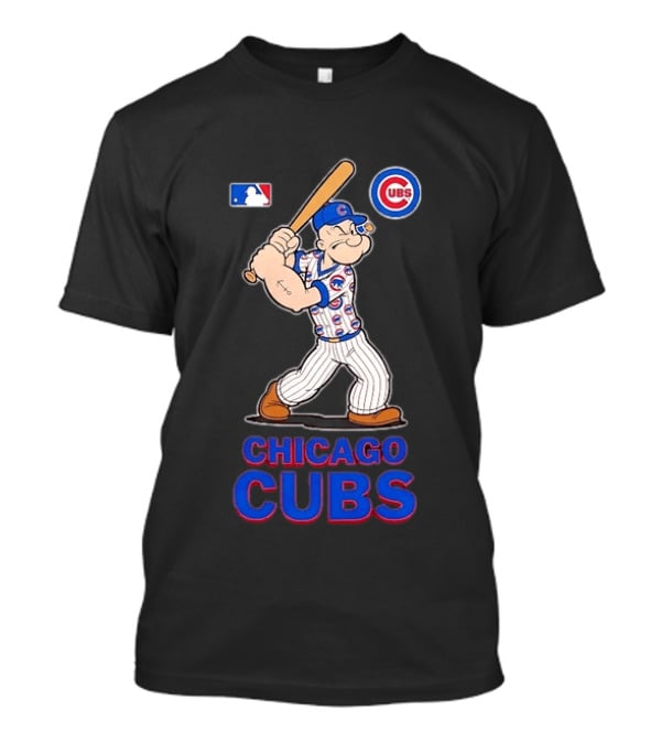 MLB Popeye Chicago Cubs Cartoon Character Baseball Batting MLB T-Shirt