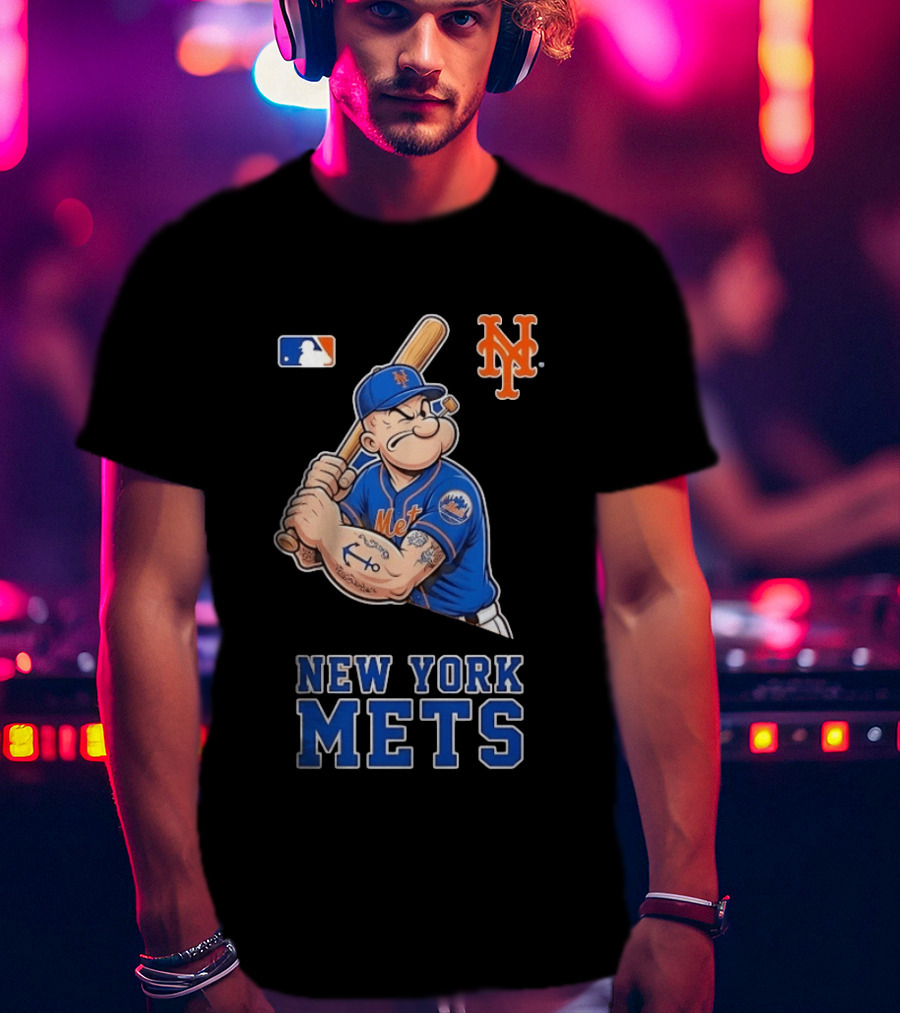 Popeye New York Mets MLB Baseball Battling Mets T-Shirt