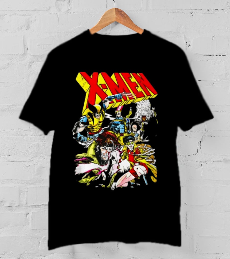X Men Wolverine Gambit Jubilee Cyclops Storm Classic Comic Characters Distressed T-Shirt