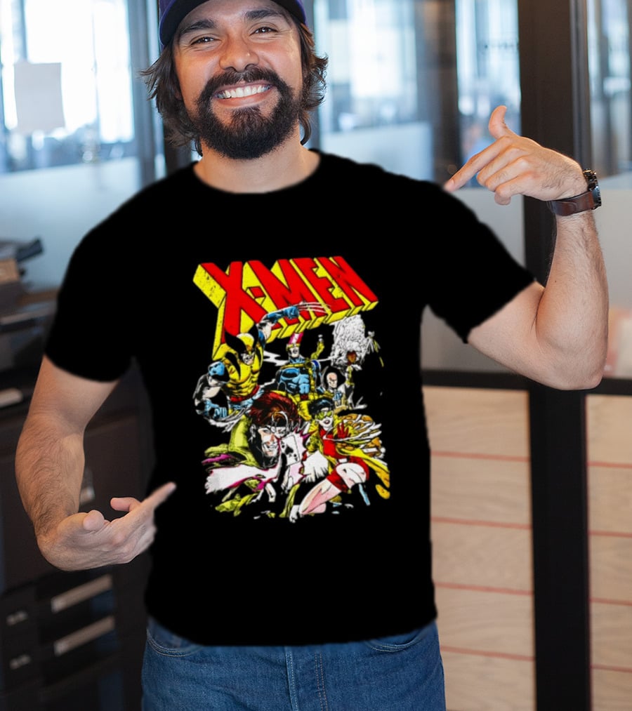 X Men Wolverine Gambit Jubilee Cyclops Storm Classic Comic Characters Distressed T-Shirt