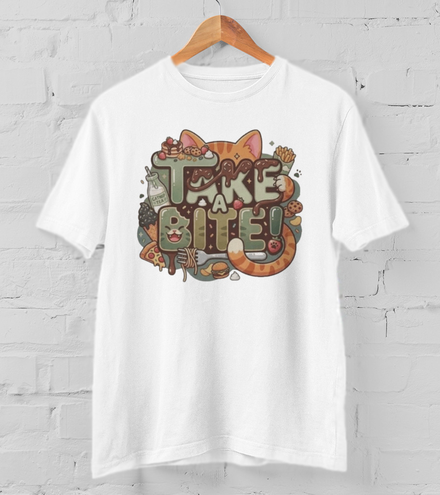 Take A Bite Tabitha's Choice Catnip Tea Pizza Cookies Fries Cat Burger T-Shirt