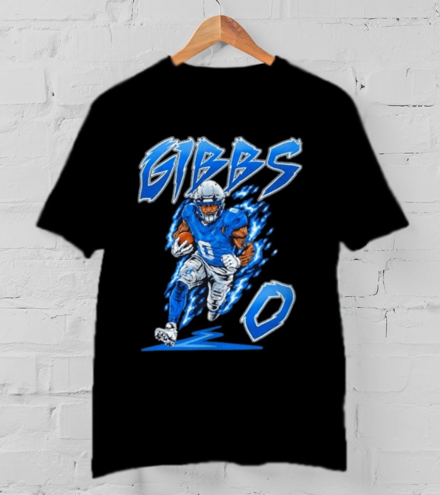 Gibbs No 0 Detroit Lions Football Player Action T-Shirt
