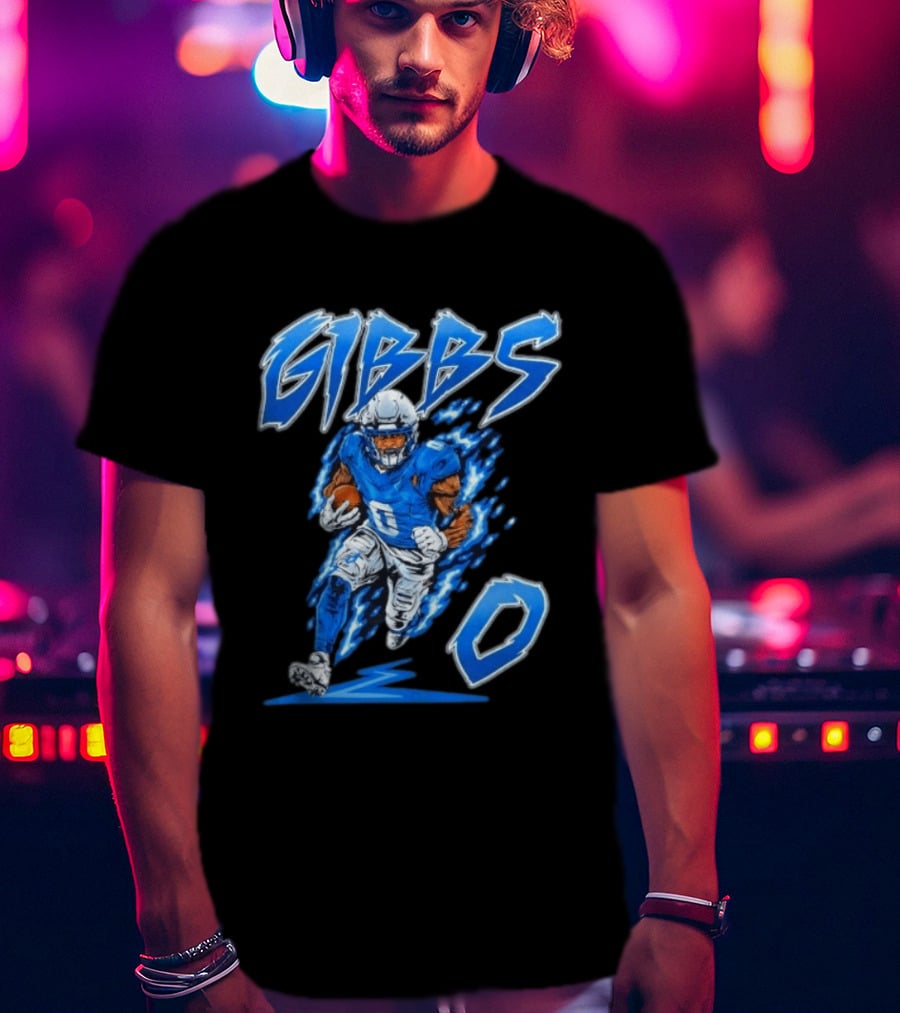 Gibbs No 0 Detroit Lions Football Player Action T-Shirt