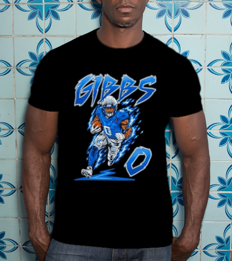Gibbs No 0 Detroit Lions Football Player Action T-Shirt