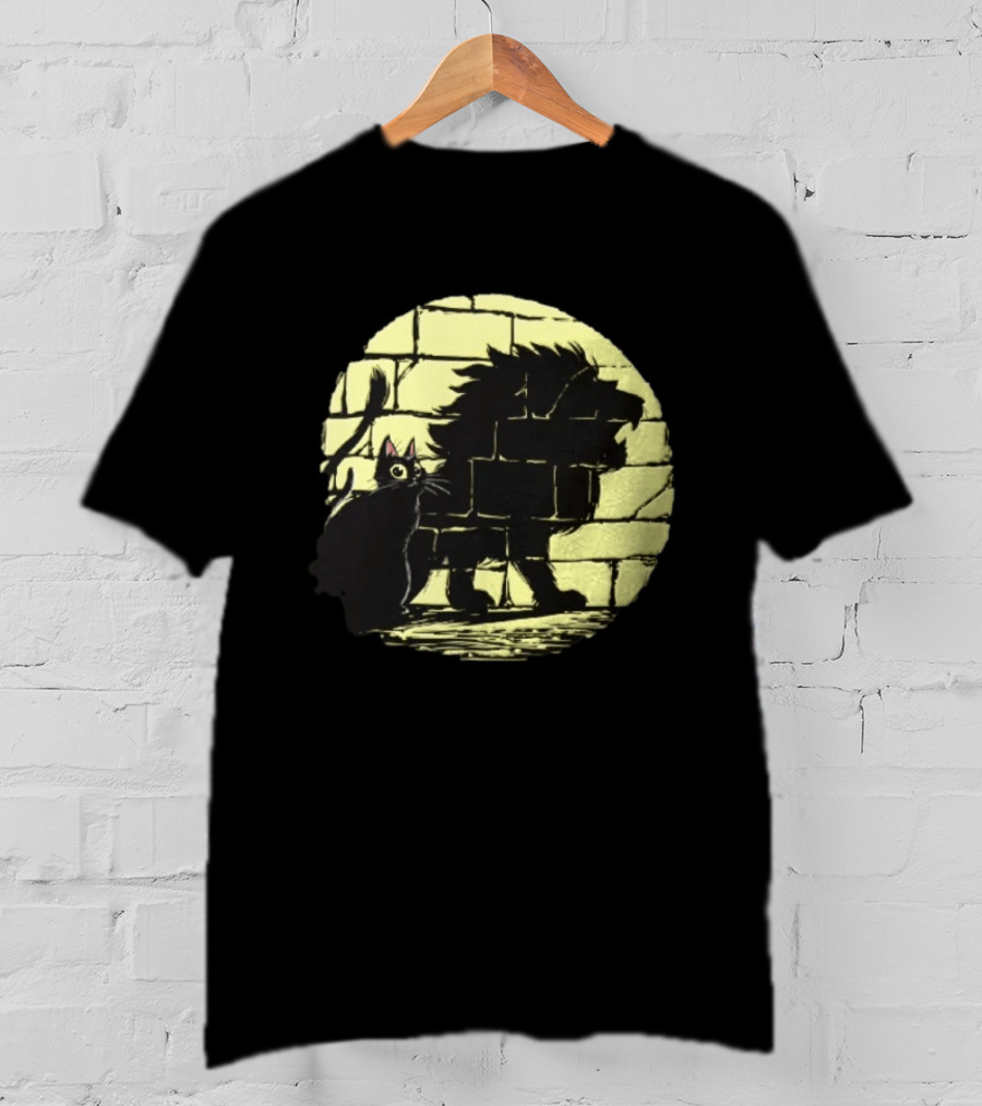 Lion Shadow Black Cat Courageous Kitten Moon T-Shirt