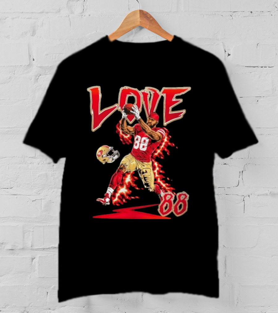Daejon Love San Francisco 49ers No 88 Football Star Catching Action T-Shirt