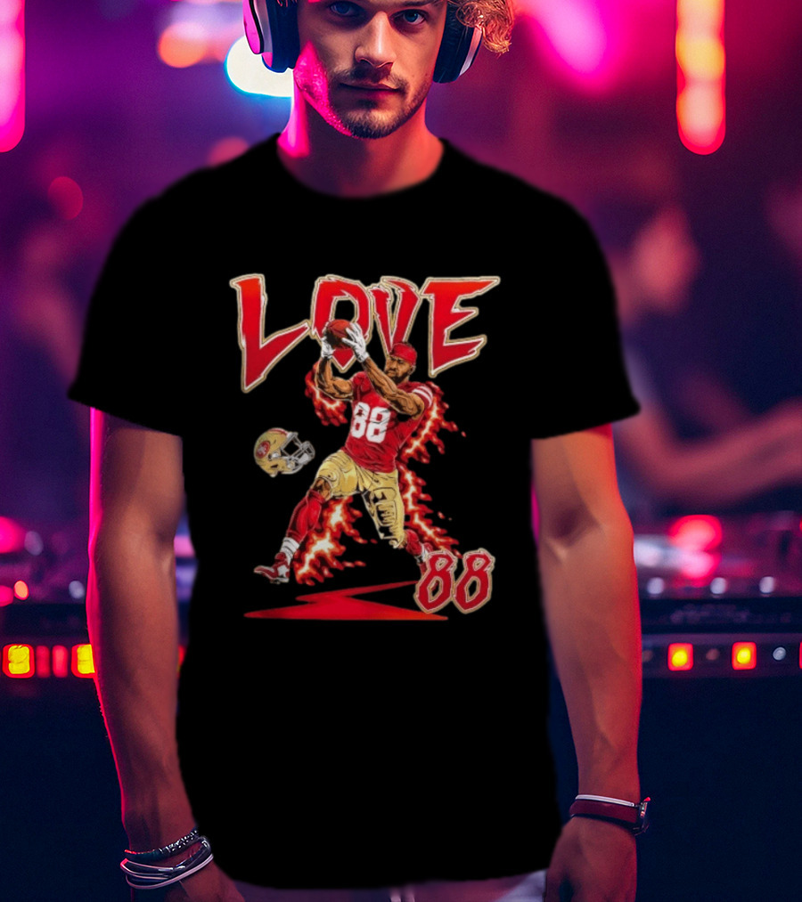 Daejon Love San Francisco 49ers No 88 Football Star Catching Action T-Shirt