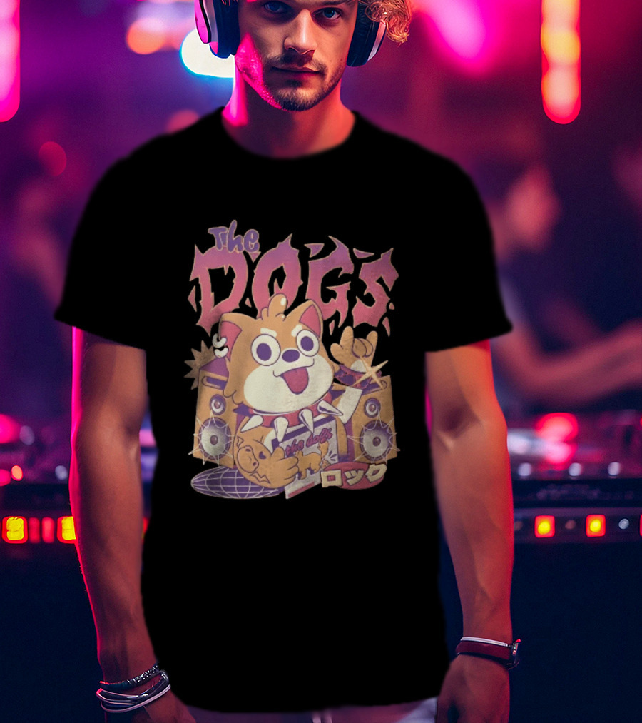 The Dogs Rock Shiba Inu Puppy Punk Rock Music Band With Speakers T-Shirt
