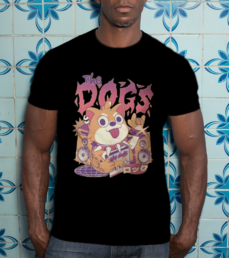 The Dogs Rock Shiba Inu Puppy Punk Rock Music Band With Speakers T-Shirt