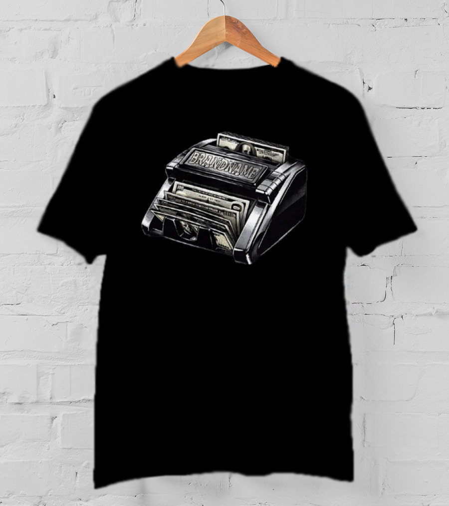 BRANDNAME Money Counter Hundred Dollar Bill Cash Stack Wealth Success T-Shirt