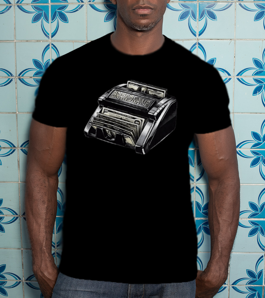 BRANDNAME Money Counter Hundred Dollar Bill Cash Stack Wealth Success T-Shirt