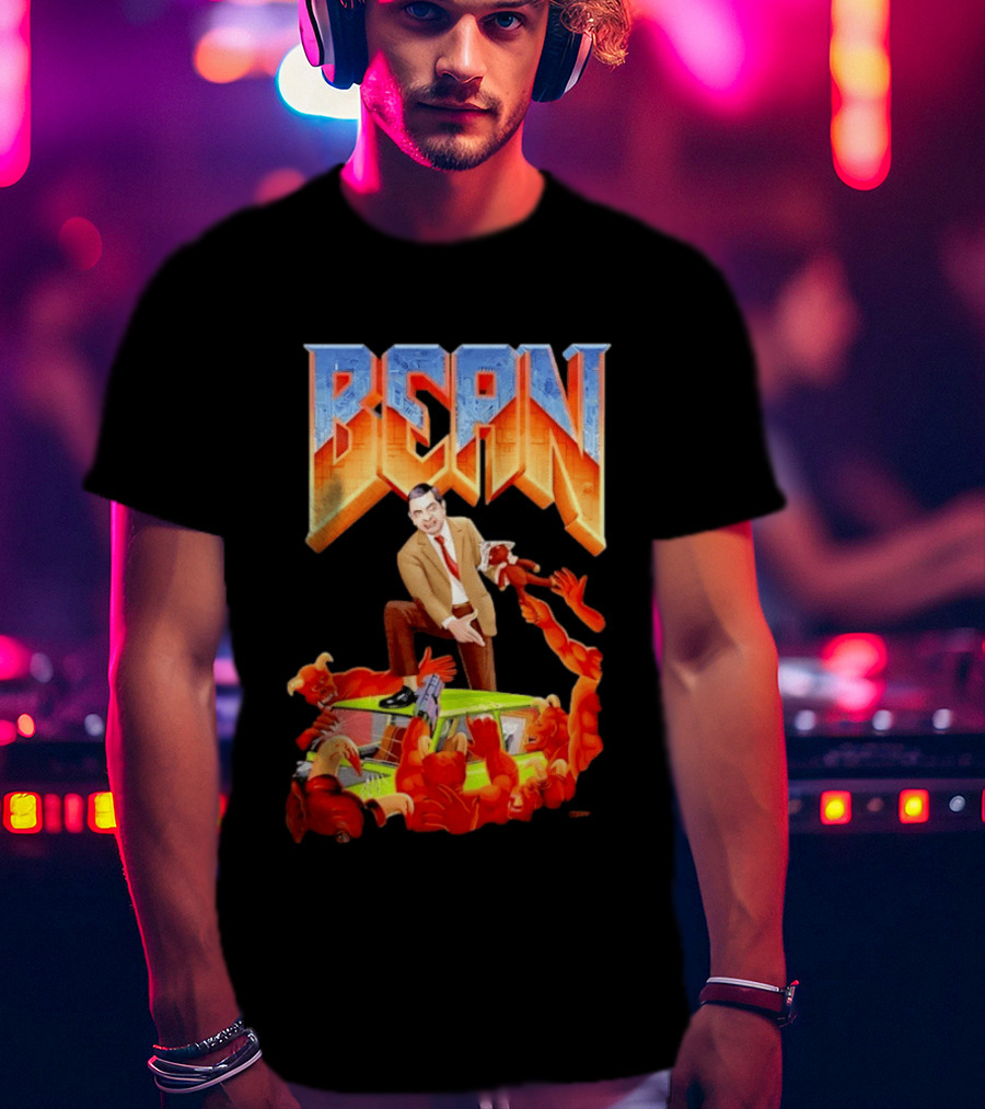 Mr Bean Doom Crossover With Rowan Atkinson Video Game T-Shirt