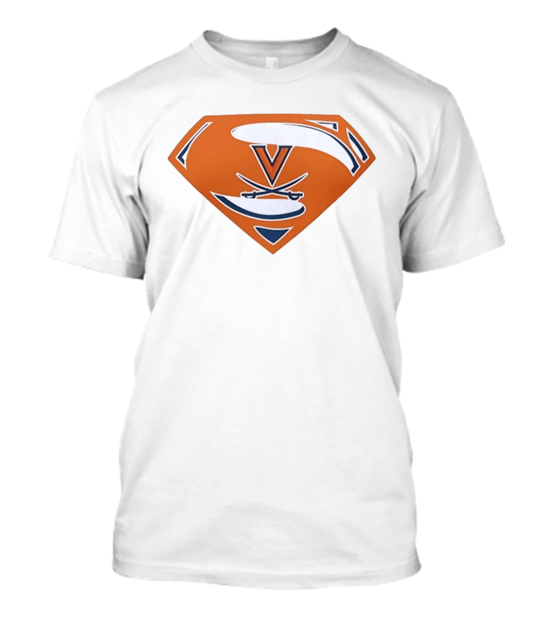 University Of Virginia Cavaliers Superman V Logo Crossed Sabers Orange T-Shirt