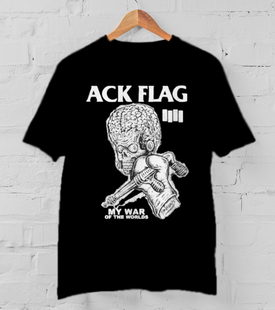 ACK Flag Mars Attacks War Of The Worlds Black Flag Mashup T-Shirt