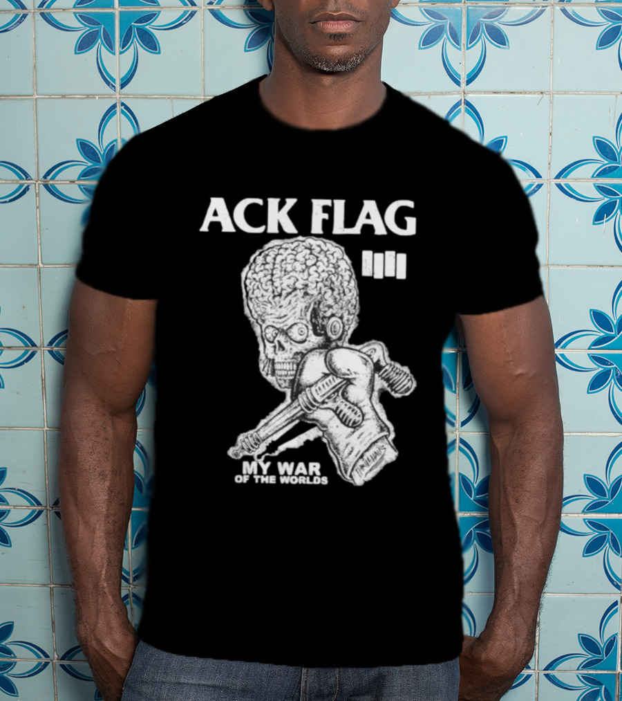 ACK Flag Mars Attacks War Of The Worlds Black Flag Mashup T-Shirt