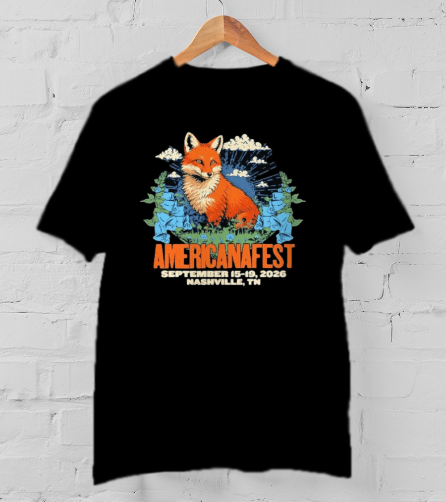 Americanafest 2026 Nashville September 15 19 Fox And Blue Flowers T-Shirt