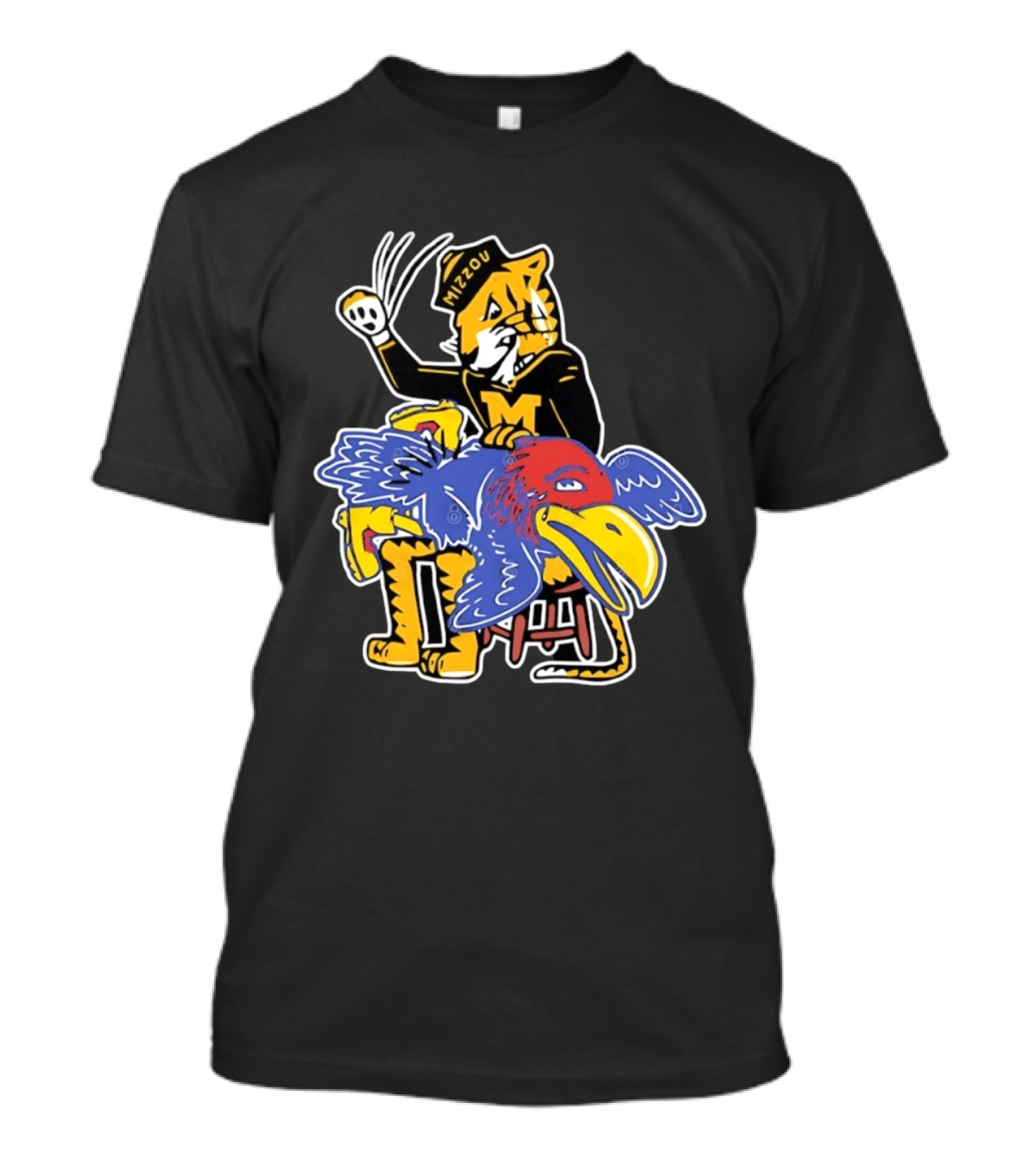 Mizzou Tigers Vs Kansas Jayhawk Rivalry Cartoon T-Shirt