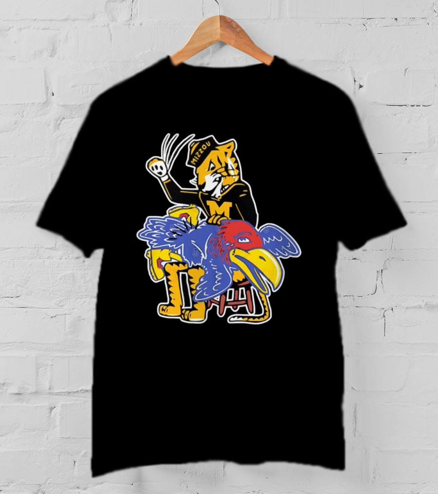 Mizzou Tigers Vs Kansas Jayhawk Rivalry Cartoon T-Shirt