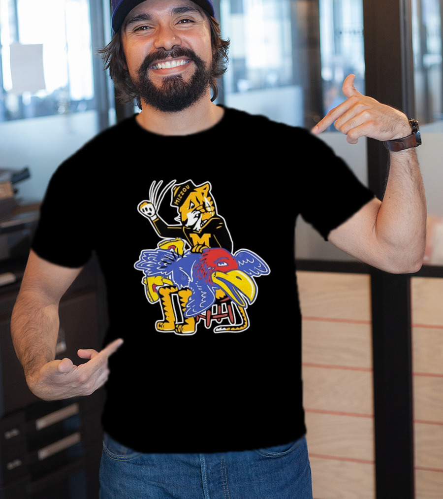 Mizzou Tigers Vs Kansas Jayhawk Rivalry Cartoon T-Shirt