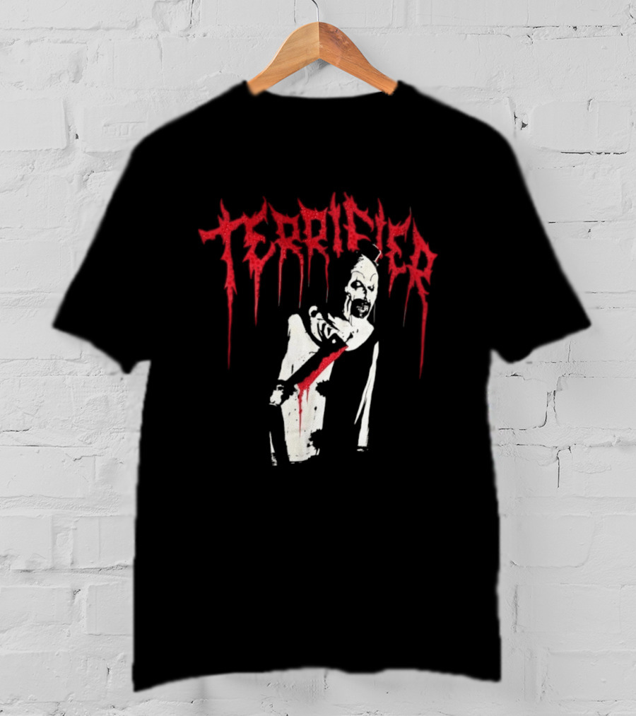 Terrifier Clown Horror Movie Rhinestone Scary Blood Effect T-Shirt