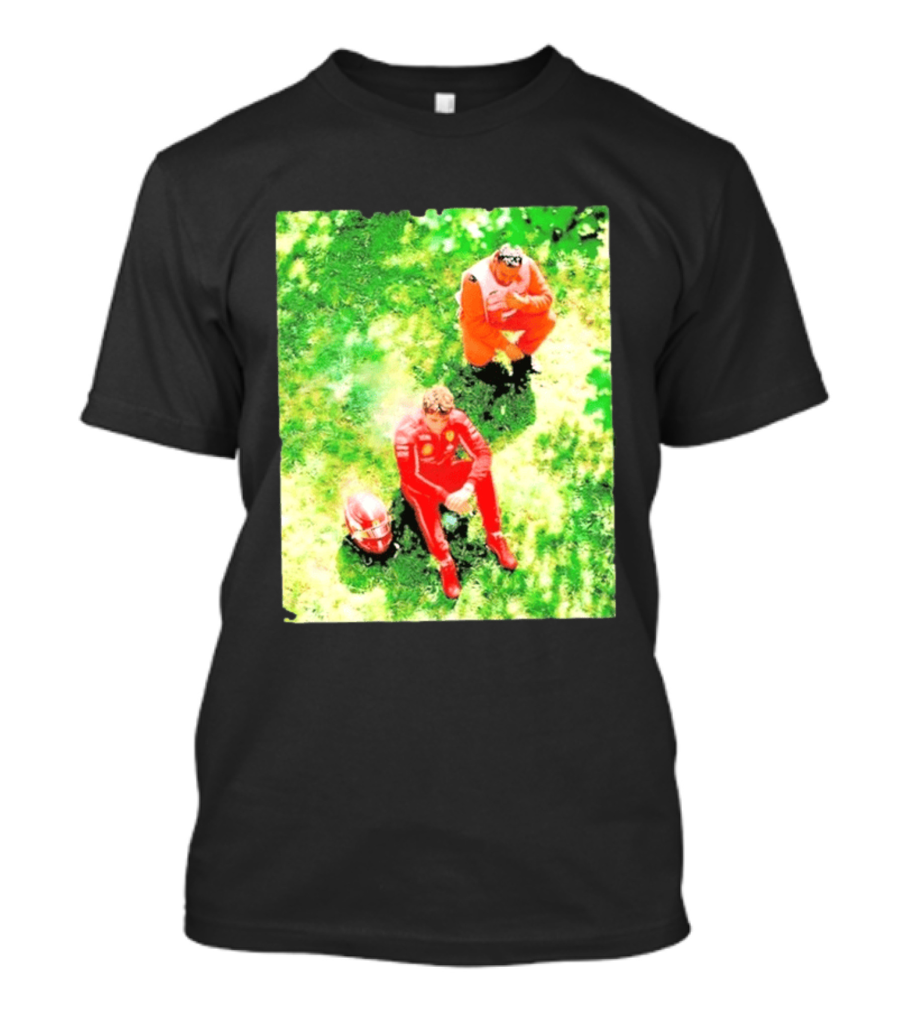 Monza GP Charles Leclerc Helmet On Grass Crash Moment T-Shirt