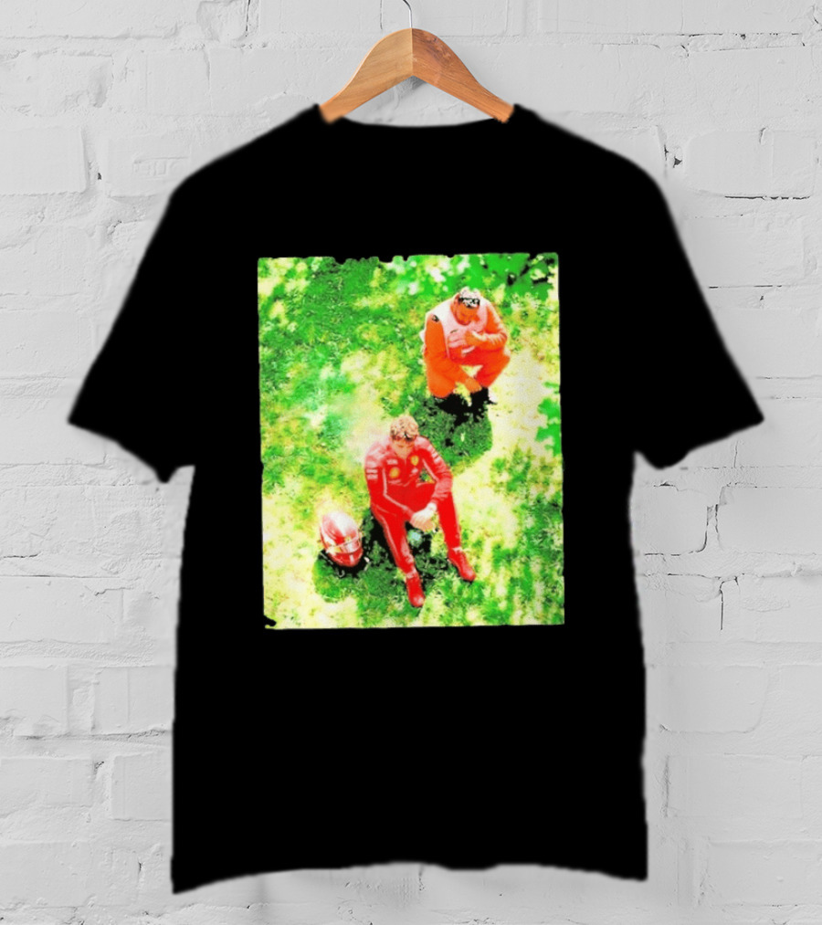 Monza GP Charles Leclerc Helmet On Grass Crash Moment T-Shirt