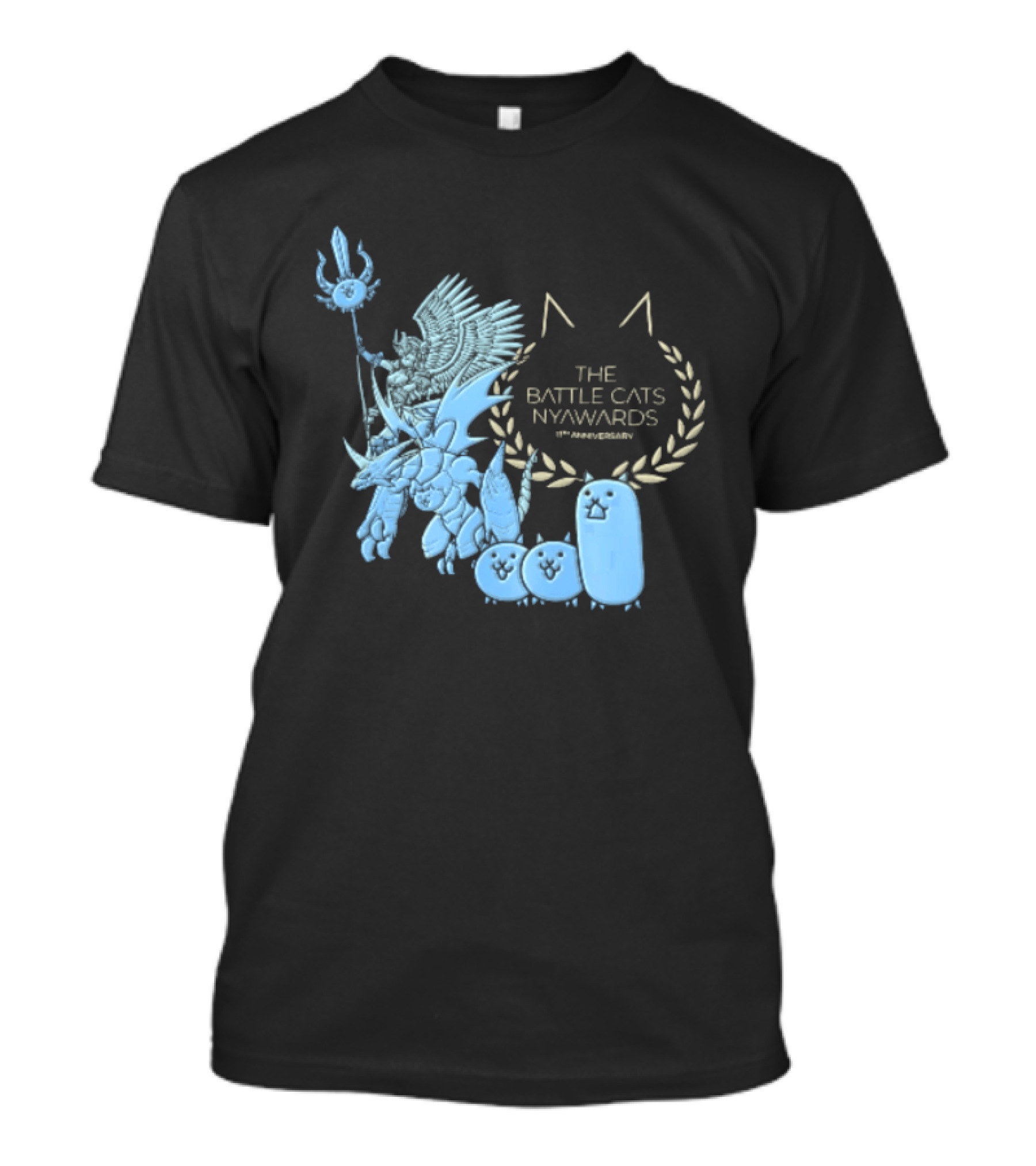 The Battle Cats Nyawards 11th Anniversary Characters Laurel Wreath Line T-Shirt