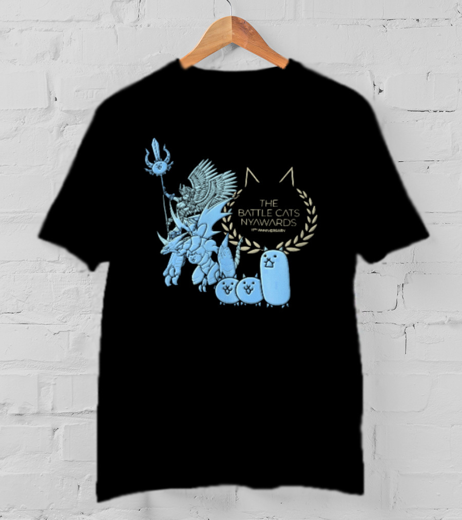 The Battle Cats Nyawards 11th Anniversary Characters Laurel Wreath Line T-Shirt
