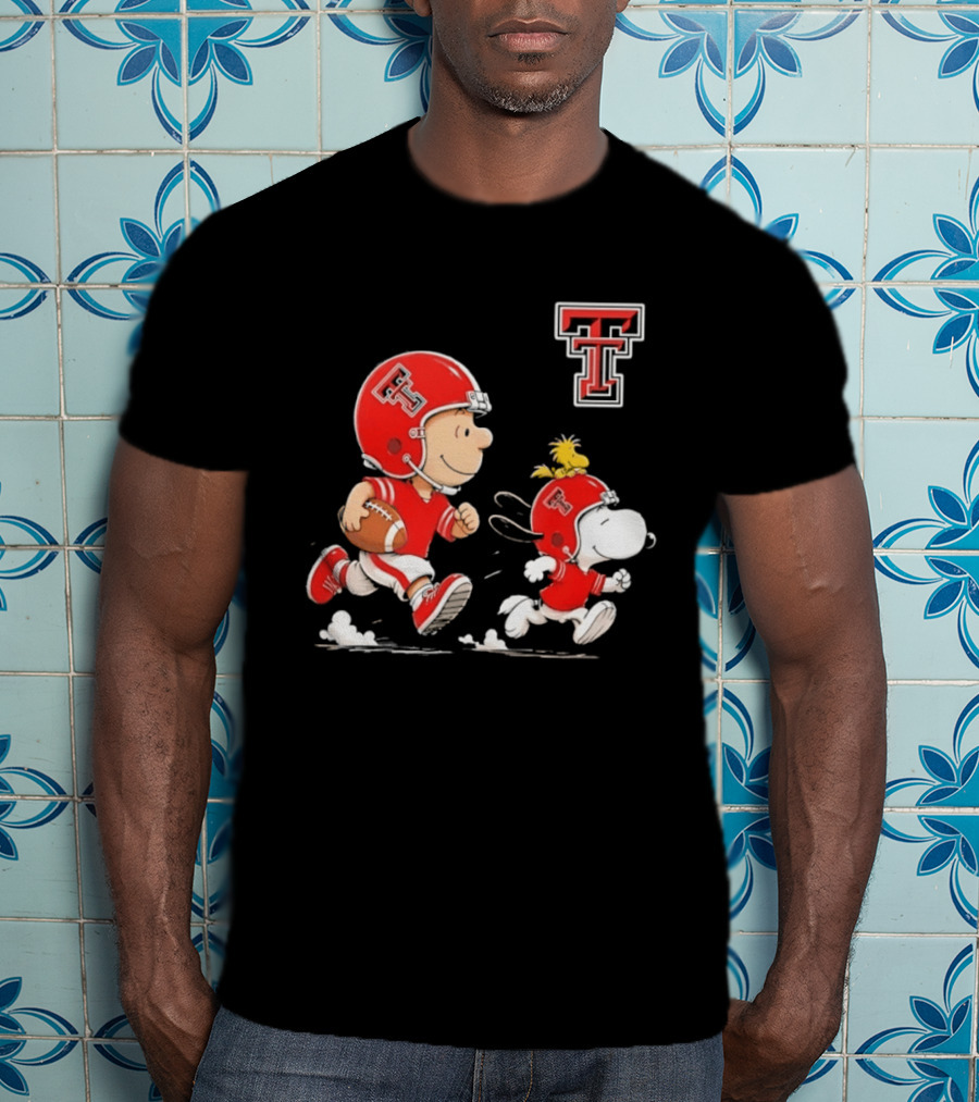 Charlie Brown Woodstock Snoopy Texas Tech Red Raiders Football Team Spirit T-Shirt