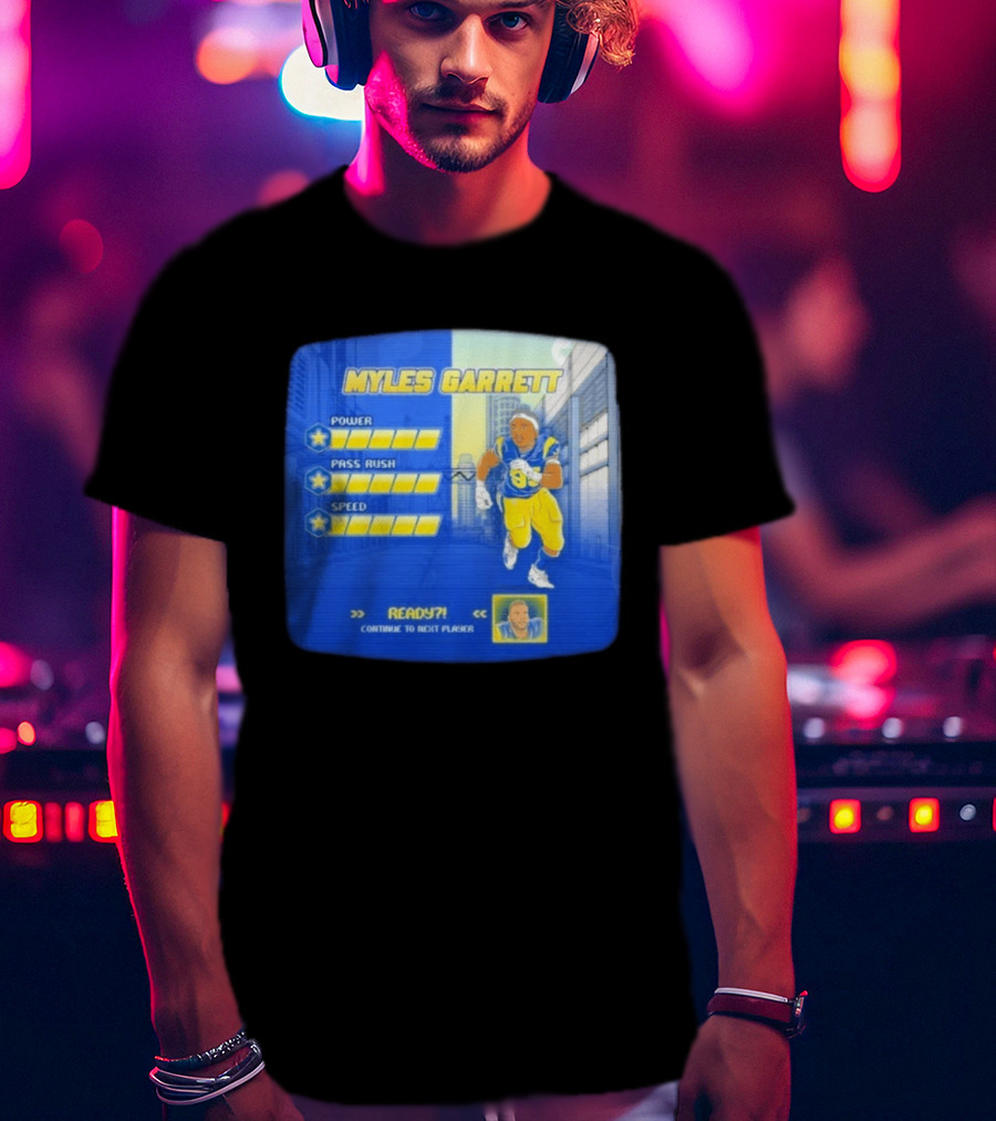 Myles Garrett Power Pass Rush Speed LA Rams 2026 Melbourne Game T-Shirt