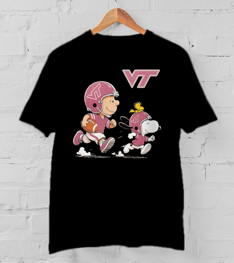 Charlie Brown Woodstock Snoopy Virginia Tech Hokies Football VT T-Shirt
