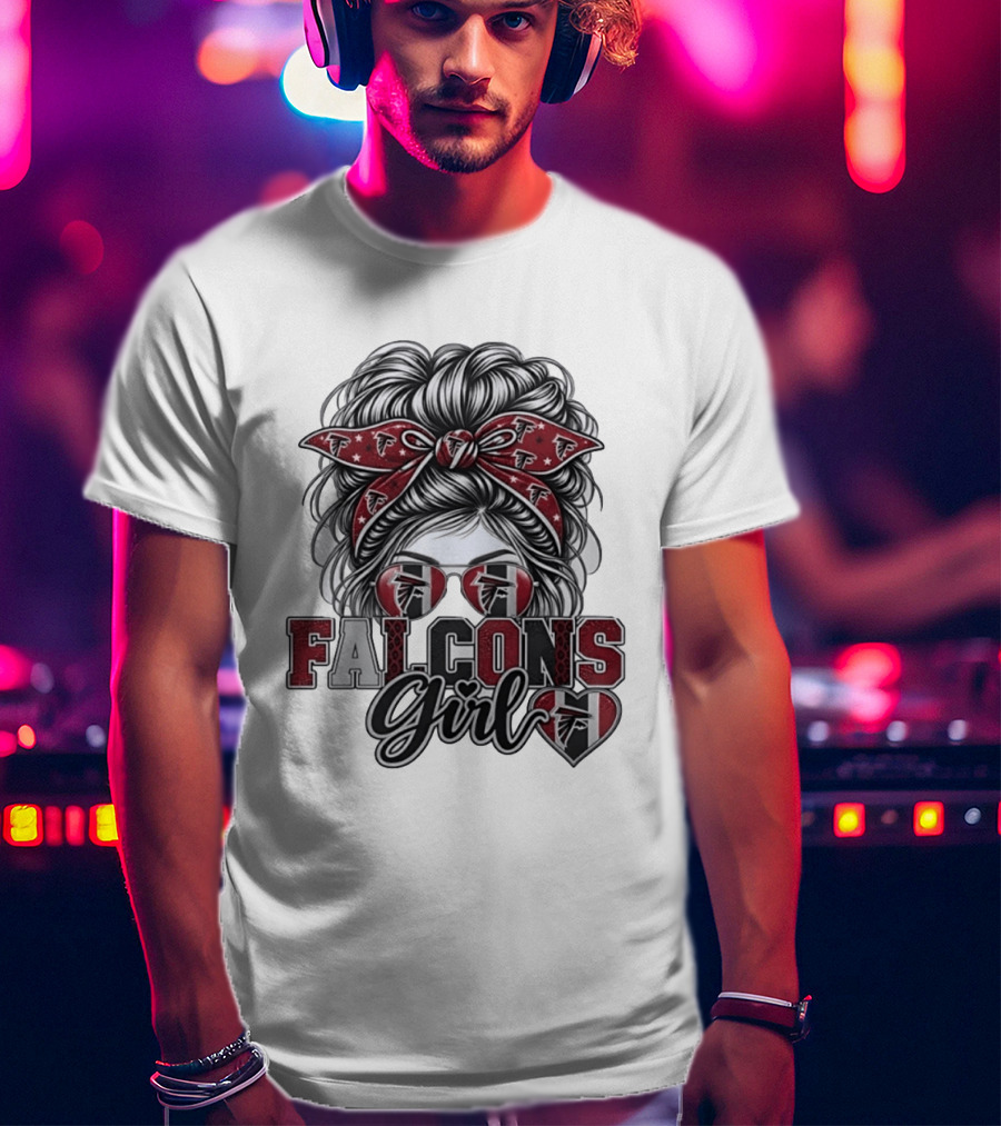 Falcons Girl Messy Bun Bandana Sunglasses T-Shirt