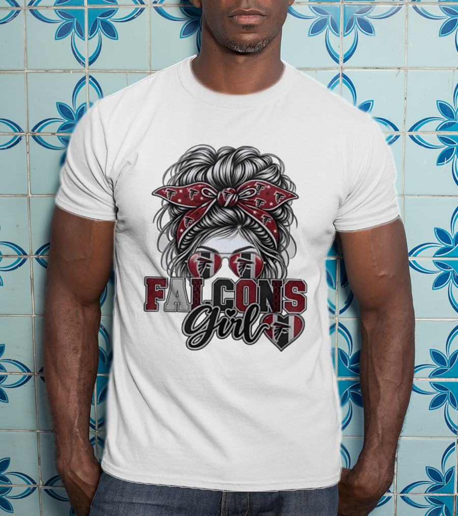 Falcons Girl Messy Bun Bandana Sunglasses T-Shirt