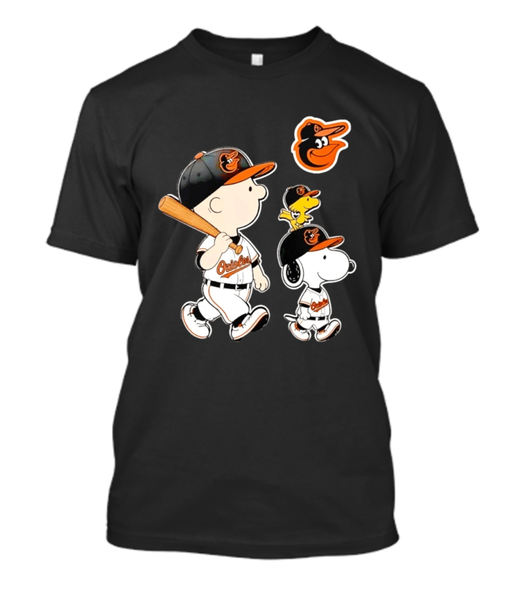 Woodstock Charlie Brown Snoopy Orioles Baseball Team T-Shirt
