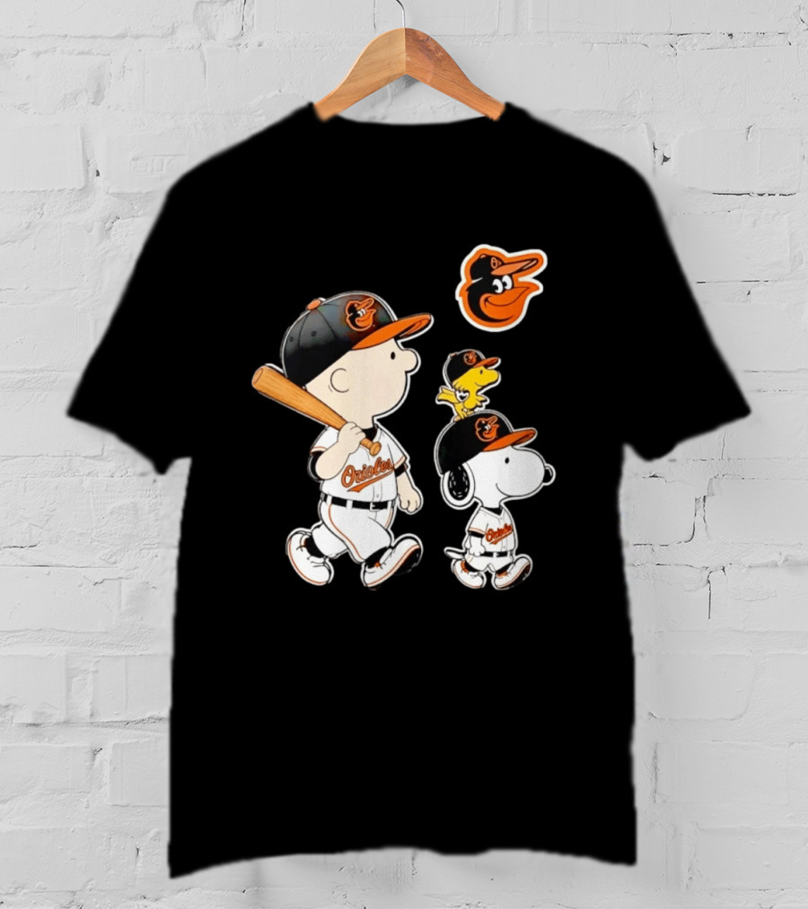 Woodstock Charlie Brown Snoopy Orioles Baseball Team T-Shirt