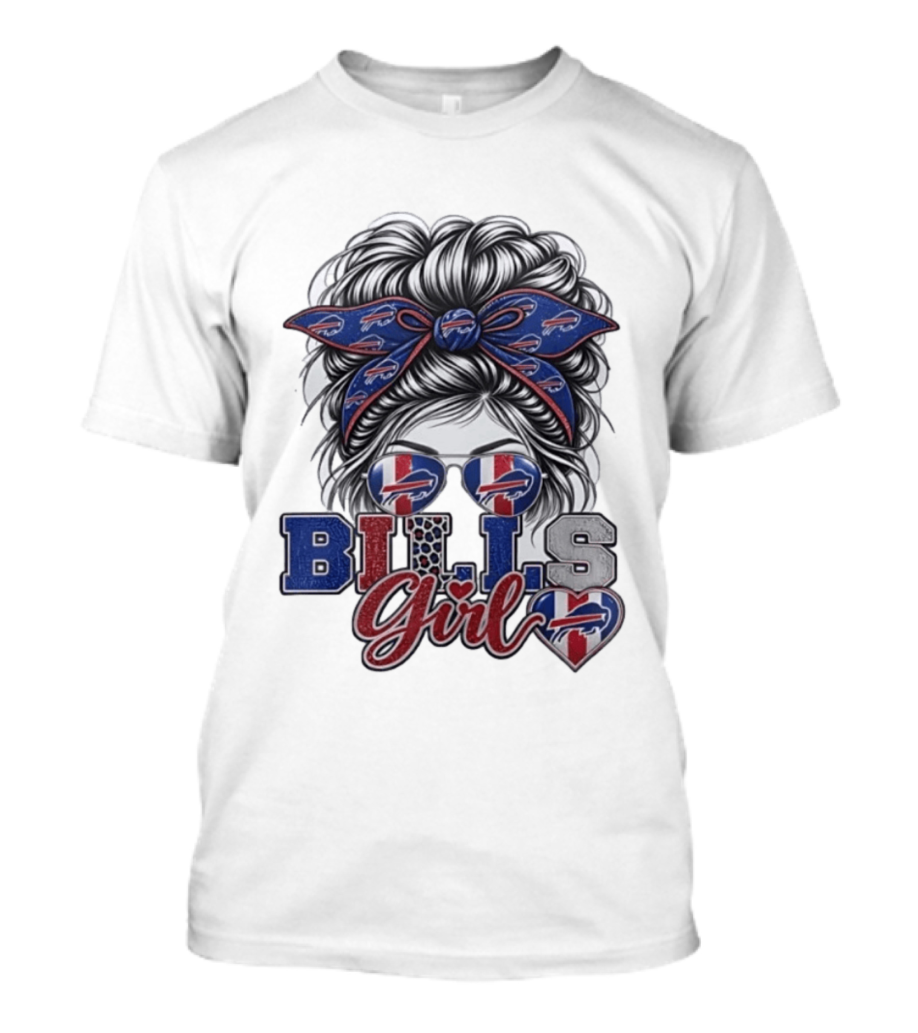 Buffalo Bills Girl Messy Bun Sunglasses BILLS Girl T-Shirt
