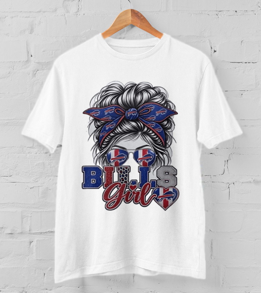 Buffalo Bills Girl Messy Bun Sunglasses BILLS Girl T-Shirt