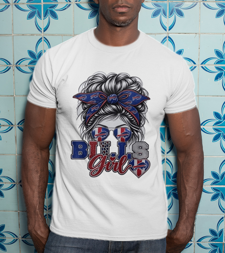 Buffalo Bills Girl Messy Bun Sunglasses BILLS Girl T-Shirt
